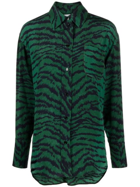 tiger-print silk shirt