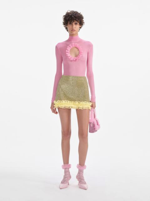 Pink Knit Cut Out Bodysuit