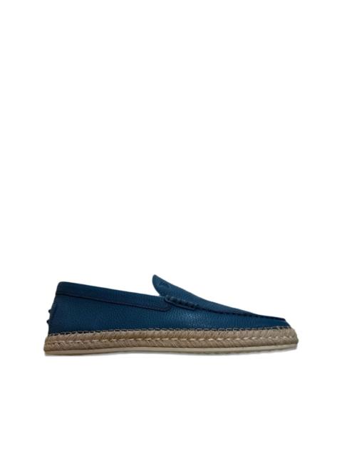 raffia-platform leather loafers