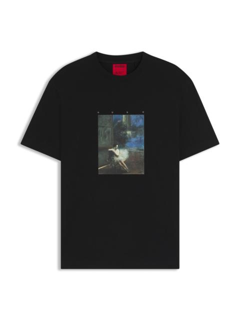 HUGO X APOH COTTON-JERSEY T-SHIRT WITH BALLERINA ARTWORK