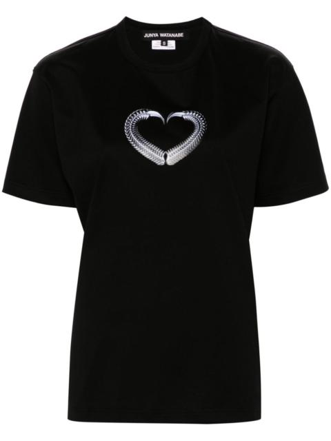 graphic-heart print cotton T-shirt