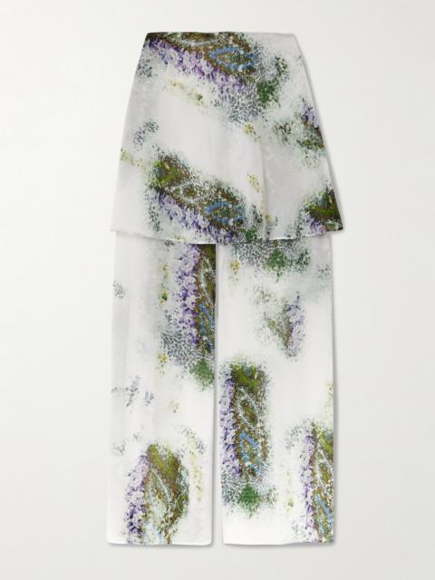 Absence Layered Printed Silk-chiffon Wide-leg Pants