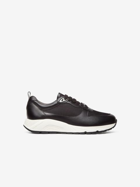 Black nylon and nappa leather running shoes