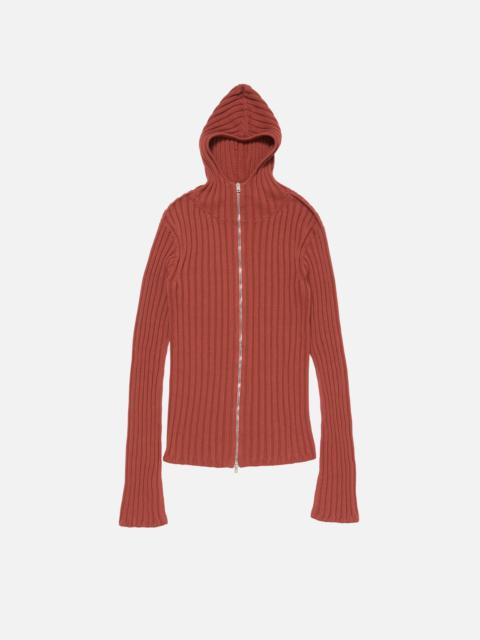 Zip-up hooded cardigan - Terracotta red