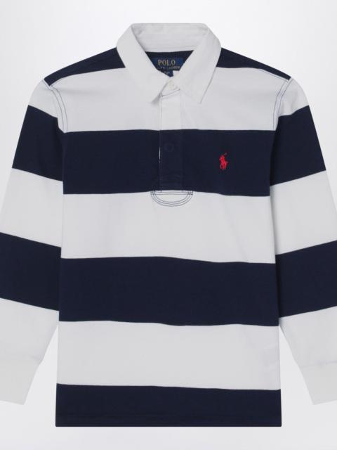 White/navy blue striped polo