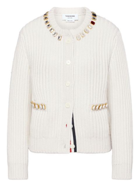 crystal-embellished ribbed cardigan