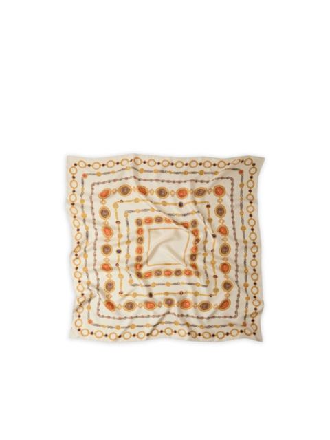 printed silk twill scarf 90 cm