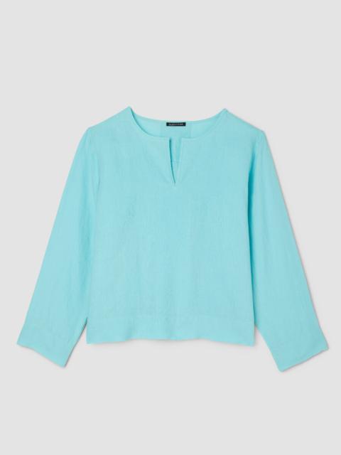 Organic Handkerchief Linen Split Neck Top