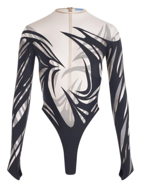 abstract-print long-sleeve bodysuit