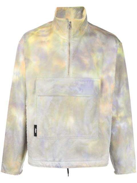 tie-dye pattern half-zip sweatshirt