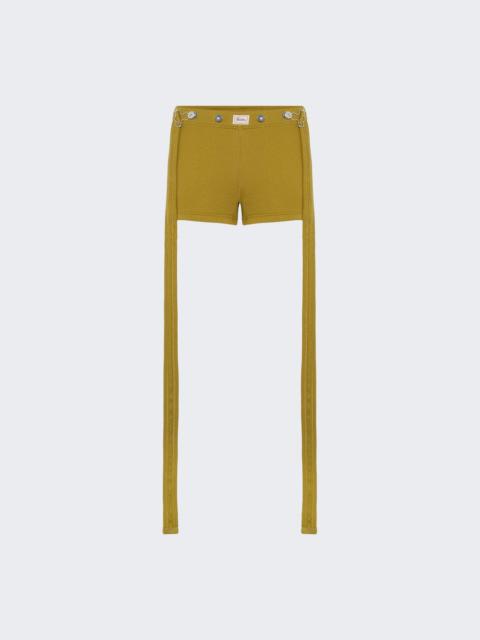 Ribbed Cotton Shorts With Overall Buckles Green