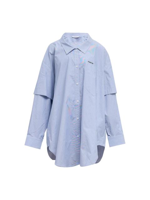 Blue Stripe Layered Shirt Dress