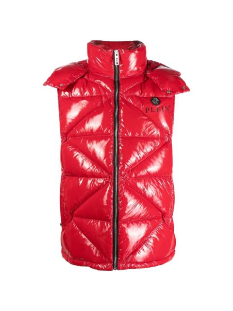 high-shine quilted gilet jacket