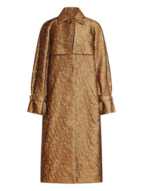 metallic jacquard trench coat