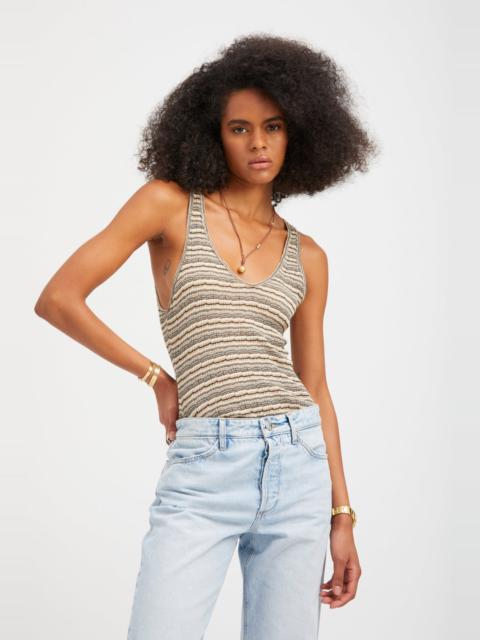 TRUFFLE STRIPED POINTELLE TANK
