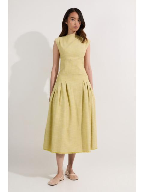 Spring Tweed Tailored Sleeveless Full Skirted Midi Dress