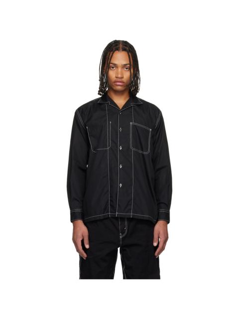 Black Cotton Garment Washed Shirt