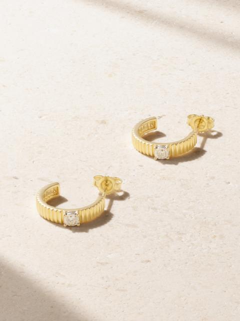 Ribbed Illusion 10-karat Gold Diamond Hoop Earrings