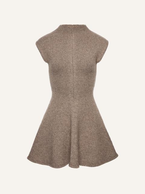 Marled knit skater dress in beige