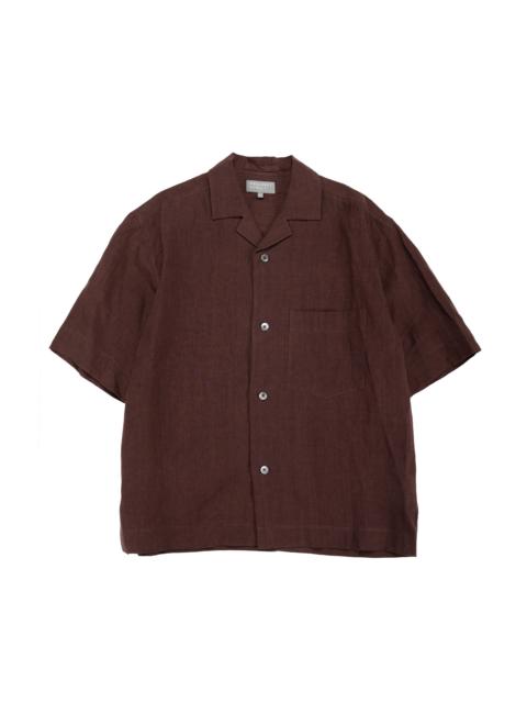 Revere Collar Shirt Soft Linen Poplin Mahogony