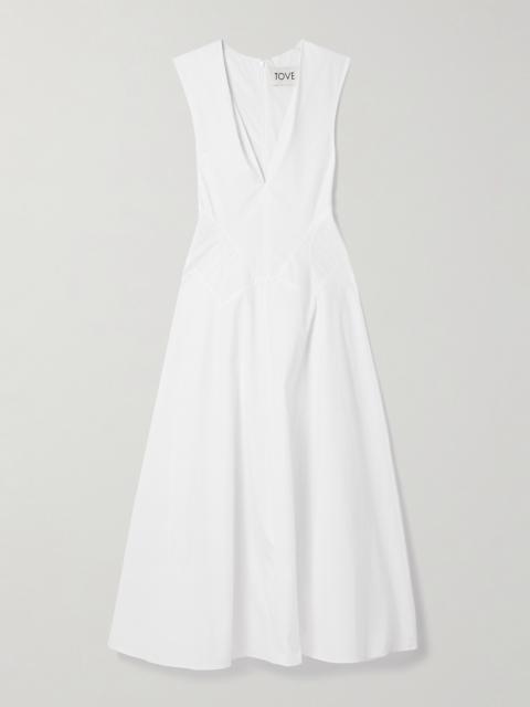 Anisa Paneled Cotton-poplin Midi Dress
