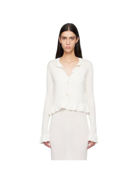 Off-White Long Sleeves Frill Detail Cardigan