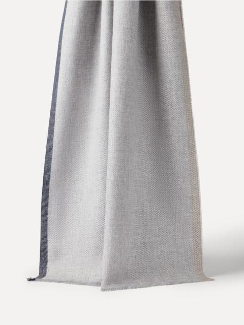 Wool and cashmere diagonal scarf with striped edge