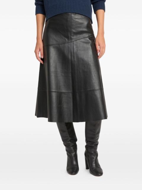flared leather midi skirt
