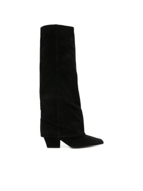 pointed suede boots