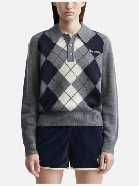 SERIF LOGO ARGYLE CASHMERE POLO