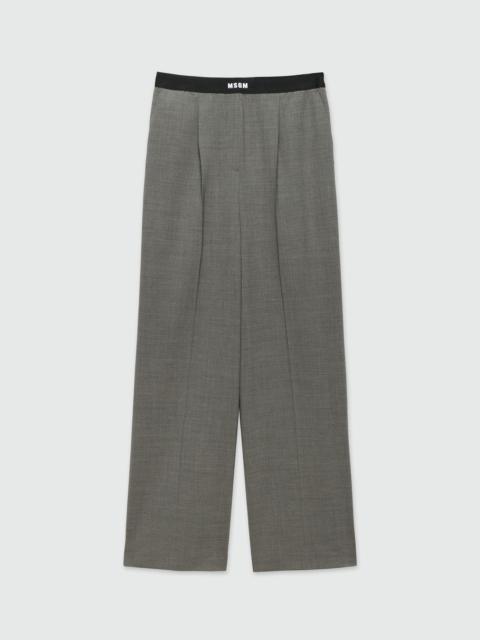 Anthracite palazzo trousers in cool wool with elastic band and MSGM logo