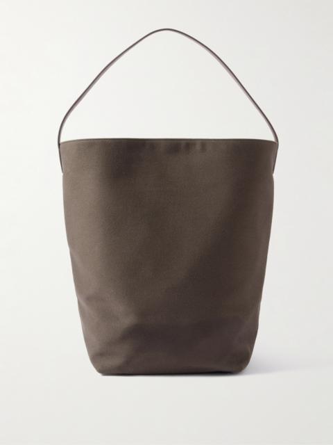 N/s Large Leather-trimmed Cotton-twill Tote