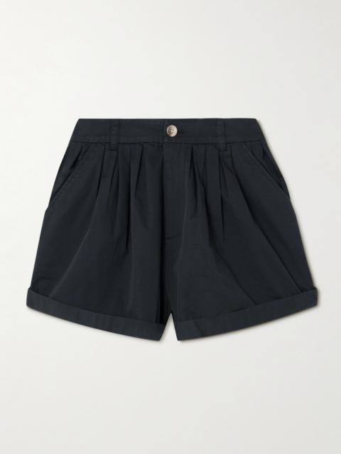 Paige Pleated Organic Cotton-poplin Shorts