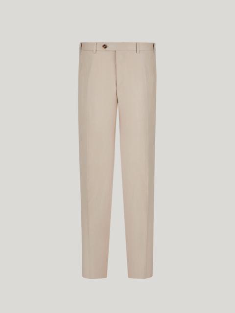 BEIGE LINEN AND SILK REGULAR-FIT PANTS