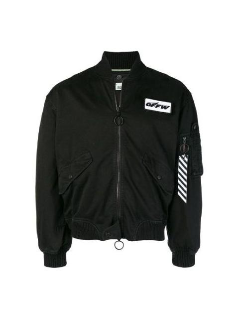 Off-White ribbed aviator Logo Jacket Loose Fit Black OMEA130E181350011000
