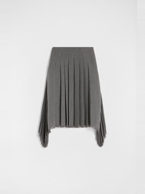 Wool Canvas Pleated Skirt
