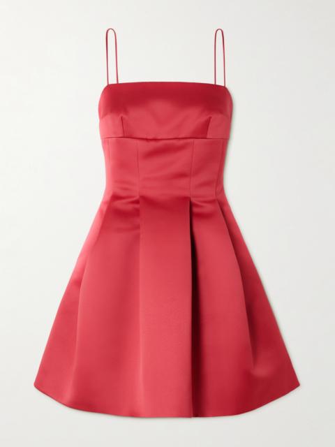 Honor Pleated Duchesse-satin Mini Dress