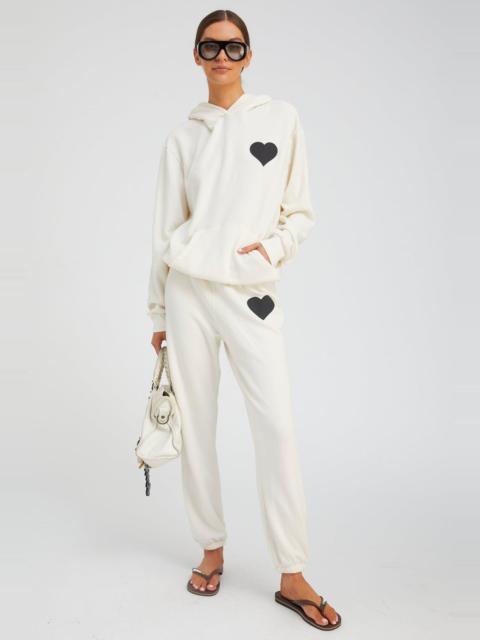 CREME WITH BLACK HEART SWEATPANTS