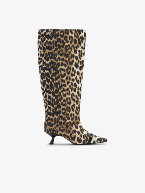 LEOPARD EYELETS SLOUCHY HIGH SHAFT BOOTS