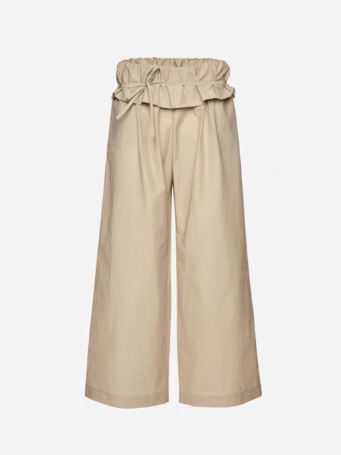 Low-rise ruffled waist trousers in beige