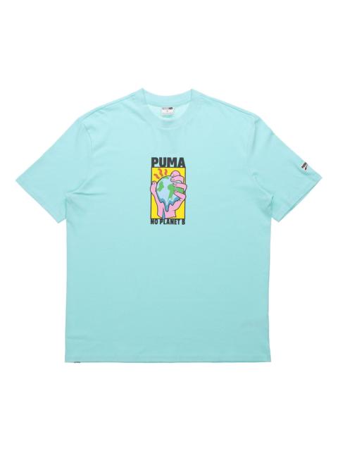 PUMA Environmental Friendly Subject Printing Short Sleeve Blue 599181-33