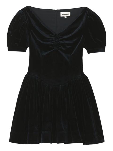 button puff-sleeve mini dress