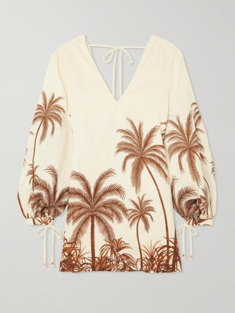 Y El Mar Printed Linen Mini Dress