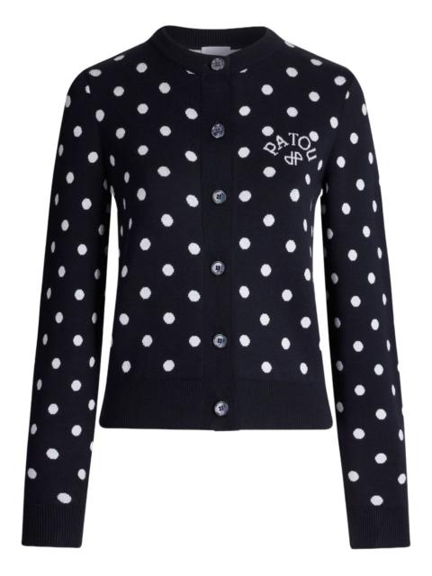 polka-dot buttoned cardigan