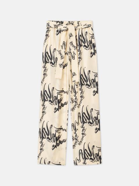 Printed Silk-Twill Pants