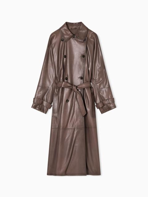 NAPPA-LAMBSKIN, DOUBLE-BREASTED TRENCH COAT WITH BELT