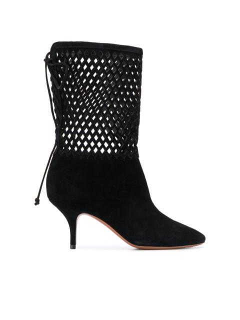 panelled kitten heel ankle boots