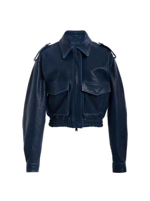 Roland Leather Cropped Jacket blue