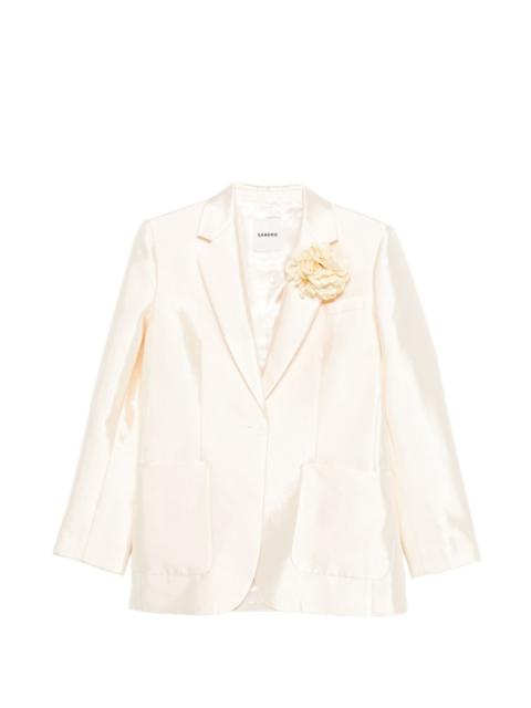 Myrella floral-appliqué front-pocket blazer