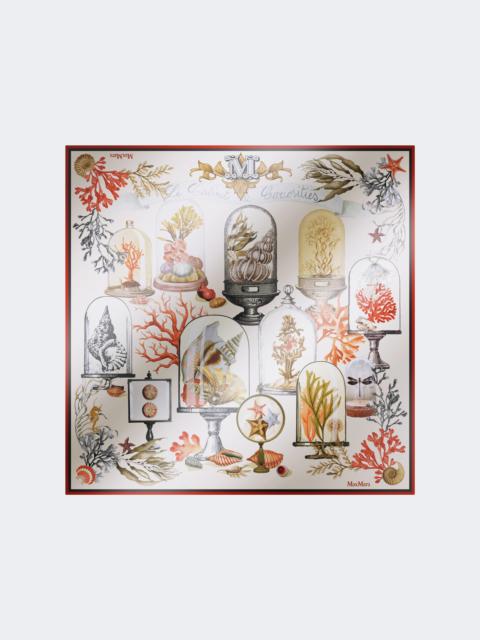 Printed silk twill oversized scarf - BEIGE